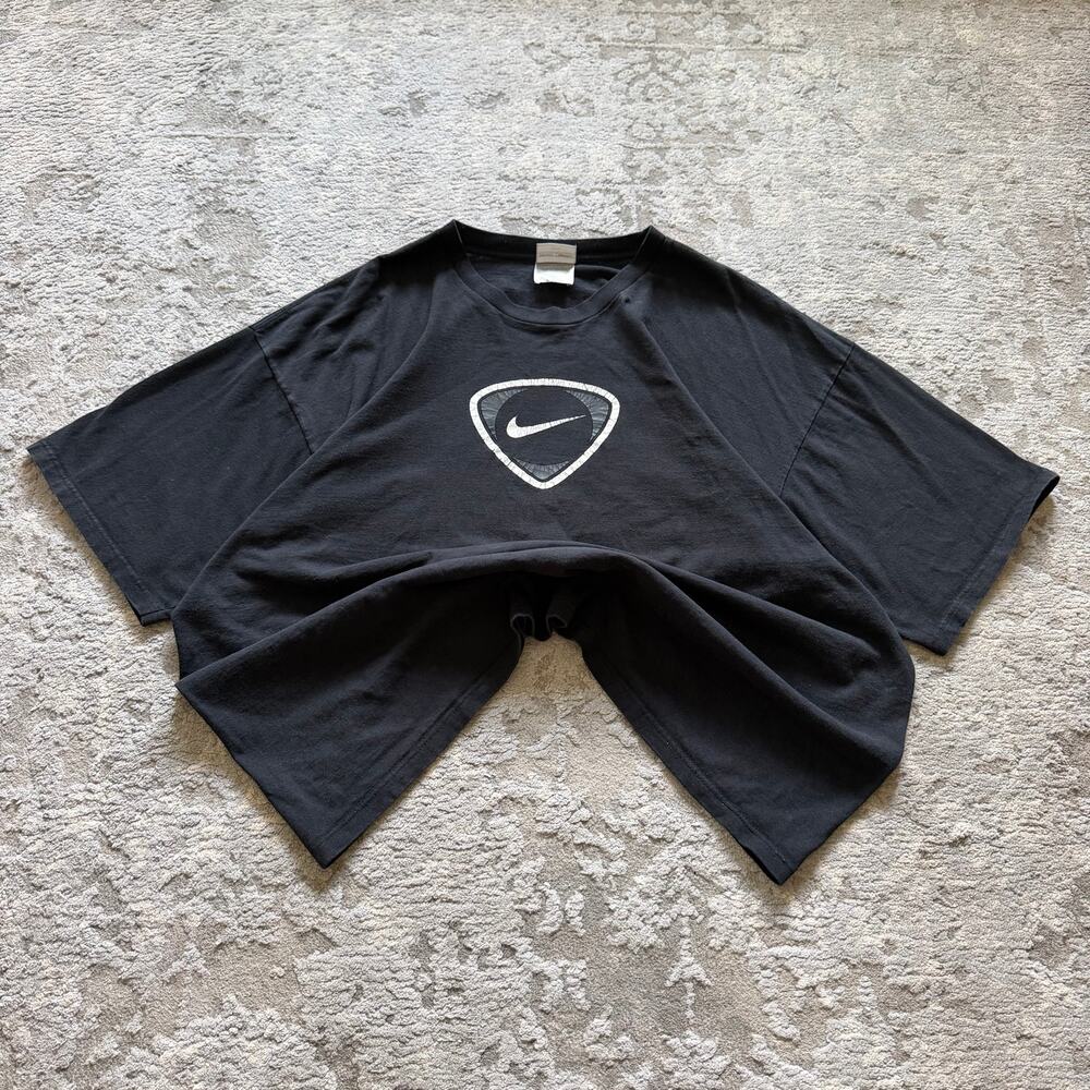 Vintage Y2K Nike Center Swoosh Soccer Football Shirt Mens 2XL Black Baggy Boxy
